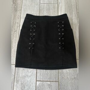 Black Lace-Up Mini Skirt